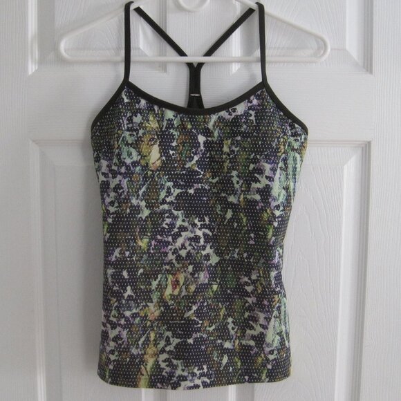 Lululemon Power Y Tank *Luon, Floral Sport White Multi / Gator Green Size 6 - Picture 9 of 10